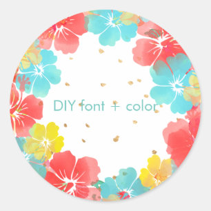 PixDezine hibiscus lei/DIY achtergrondkleur Ronde Sticker