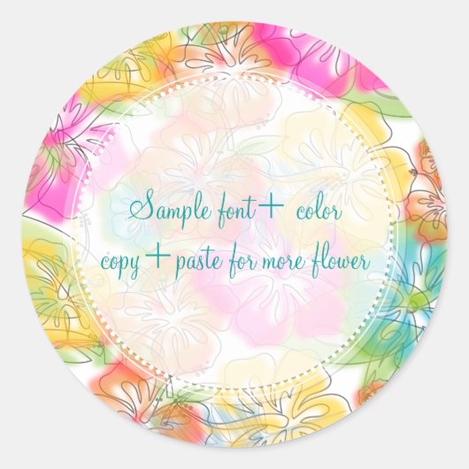 PixDezine hibiscus/waterverf beïnvloedt Ronde Sticker (Voorkant)