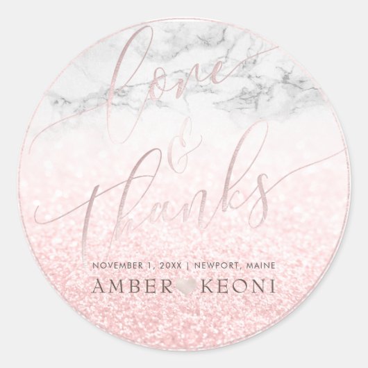 PixDezine Iridescent Blush Roze Liefde + Bedankt Ronde Sticker (Voorkant)