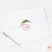 PixDezine Kerst Waterverf Wintergroen Ronde Sticker (Envelop)