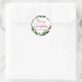 PixDezine Kerst Waterverf Wintergroen Ronde Sticker (Tas)