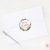 PixDezine Kerst Waterverf Wintergroen Ronde Sticker (Envelop)
