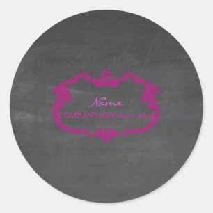 PixDezine Krijtbord+Whimsical Baroque Frame Ronde Sticker
