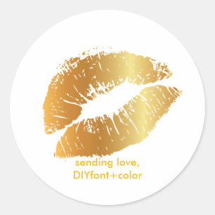 PixDezine kus/gouden lippen Ronde Sticker
