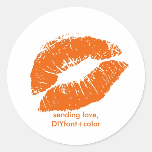 PixDezine kus/oranje lippen Ronde Sticker (Voorkant)