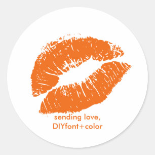 PixDezine kus/oranje lippen Ronde Sticker