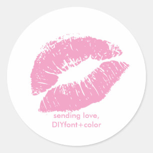 PixDezine kus/roze lippen Ronde Sticker