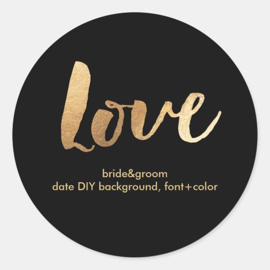 PixDezine Liefde in Faux Gold Ronde Sticker (Voorkant)