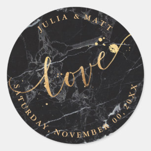 PixDezine Liefde/Marmer+Faux Goud Ronde Sticker
