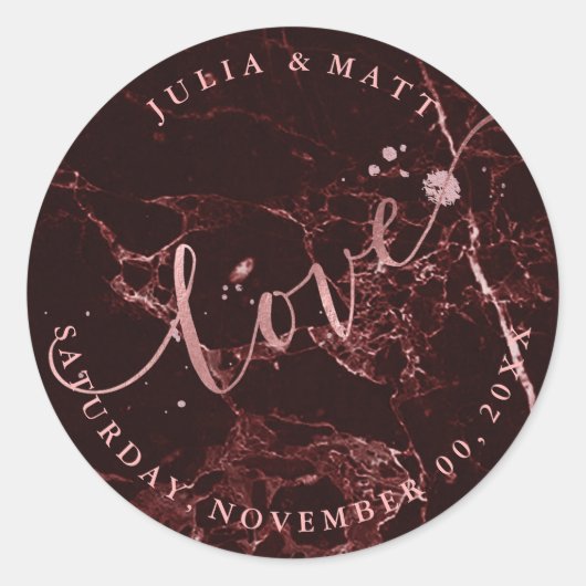 PixDezine Liefde Marmer/Faux Roos Goud Ronde Sticker (Voorkant)