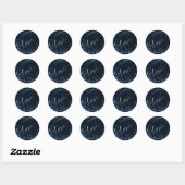 PixDezine Love/Midnight Blue Marble/Faux Silver Ronde Sticker (Vel)