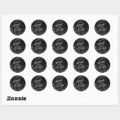 PixDezine Marmer Bewaar de Datum/Faux Silver Ronde Sticker (Vel)