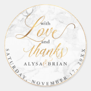 PixDezine Marmer/Faux Gold Love+Bedankt Ronde Sticker