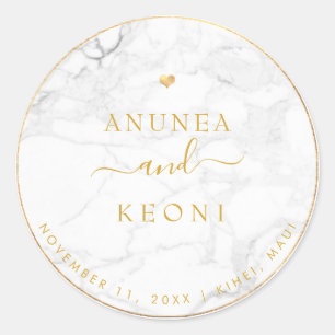 PixDezine Marmer Faux Gouden Hart Ronde Sticker