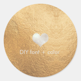 PixDezine namaak zilver hart/gouden achtergrond Ronde Sticker