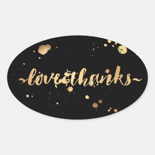 PixDezine oogverblindend faux gold/love/bedankt Ovale Sticker (Voorkant)