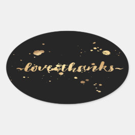 PixDezine oogverblindend faux gold/love/bedankt Ovale Sticker