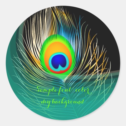 PixDezine pauwenpluim/DIY achtergrond Ronde Sticker (Voorkant)