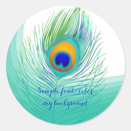 PixDezine pauwenpluim Ronde Sticker (Voorkant)