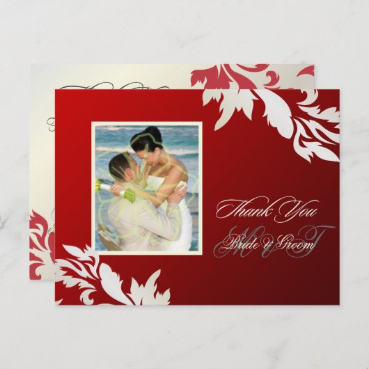 PixDezine Pearl Damask Dank u briefkaarten (Voorkant / Achterkant)