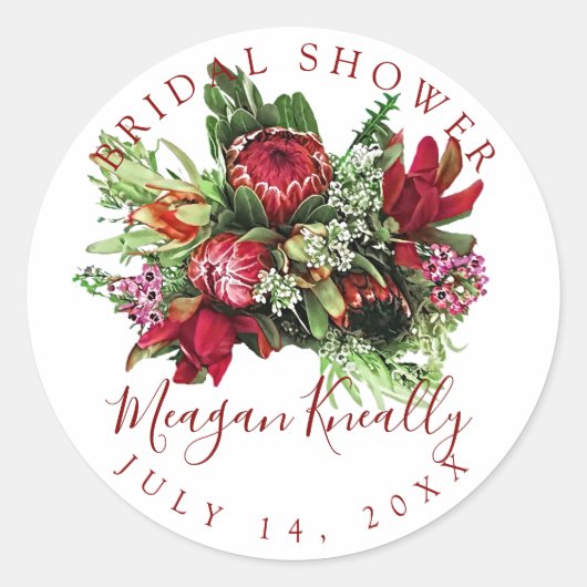 PixDezine PROTEA BOUQUET/MASALA ROOD/DIY EVENEMENT Ronde Sticker (Voorkant)