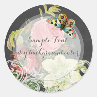 PixDezine redoute roos + krijtbord Ronde Sticker
