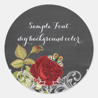 PixDezine rood rose + krijtbord Ronde Sticker