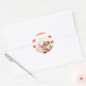 PixDezine  roos/koraal + witte strepen Ronde Sticker (Envelop)