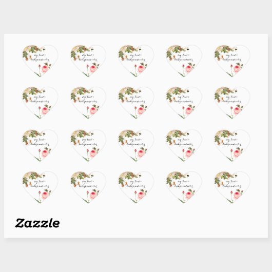 PixDezine  roze rozen/redoute Hart Sticker (Vel)