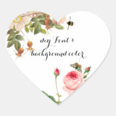 PixDezine  roze rozen/redoute Hart Sticker (Voorkant)