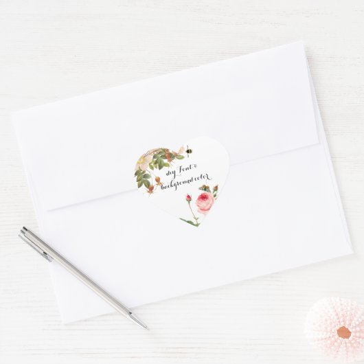 PixDezine  roze rozen/redoute Hart Sticker (Envelop)