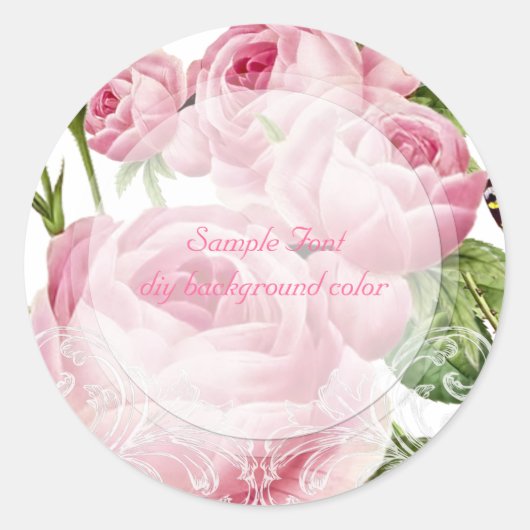 PixDezine roze rozen Ronde Sticker (Voorkant)