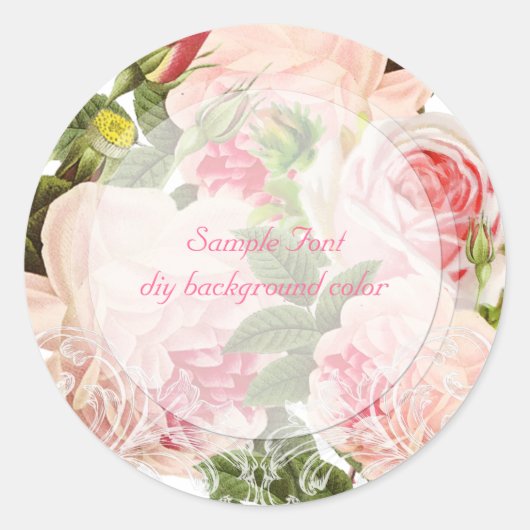 PixDezine roze  rozen Ronde Sticker (Voorkant)