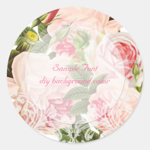 PixDezine roze vintage rozen Ronde Sticker