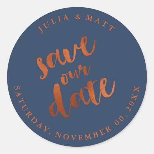 PixDezine Sla de datum / Faux koper / DIY kleur Ronde Sticker (Voorkant)