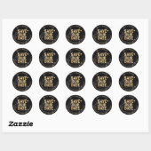 PixDezine Sla de datum/Marble+Faux Gold Ronde Sticker (Vel)