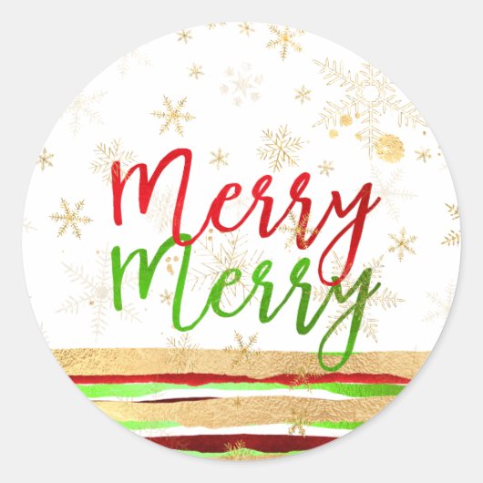 PixDezine strepen/faux goud/merry Ronde Sticker (Voorkant)