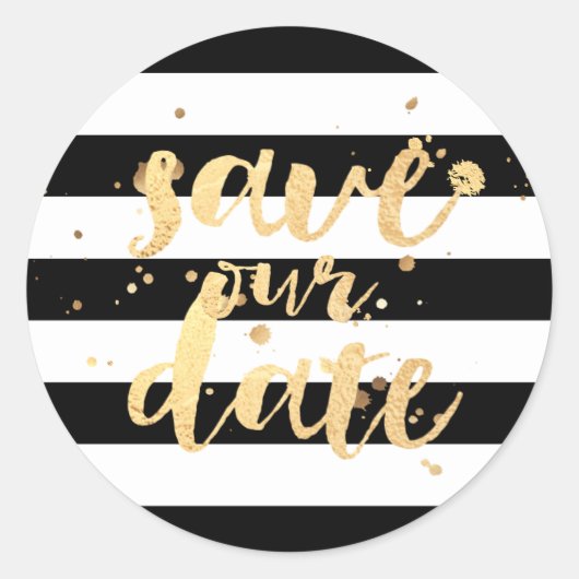 PixDezine strepen/verblind faux goud/bewaar onze d Ronde Sticker (Voorkant)