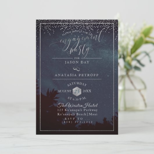 PixDezine verlovingsfeest Night Skly Kaart (Staand voorkant)