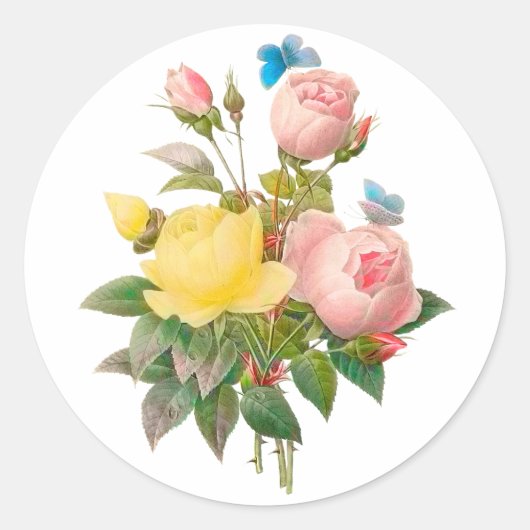 PixDezine  Victoriaans rozen/redoute Ronde Sticker (Voorkant)