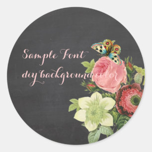 PixDezine vintage rode reuze roze+krijtbord Ronde Sticker