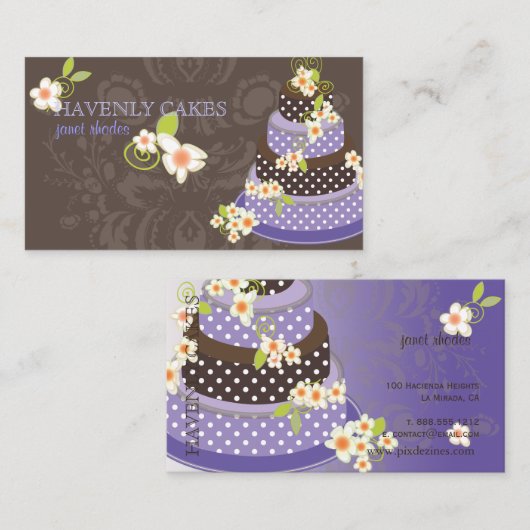 PixDezine Violet+Chocolade Bakkerij/patisserie Visitekaartje (Voorkant / Achterkant)