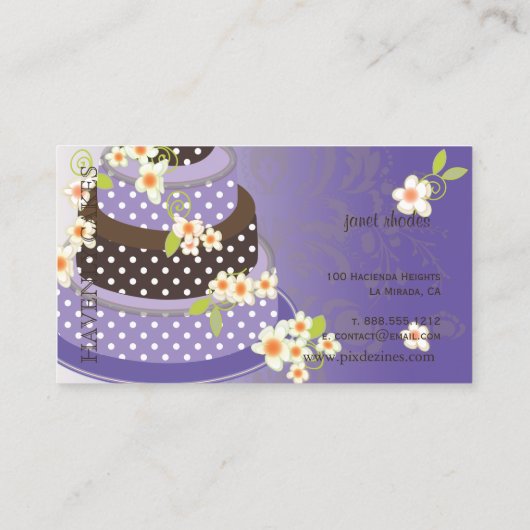 PixDezine Violet+Chocolade Bakkerij/patisserie Visitekaartje (Achterkant)