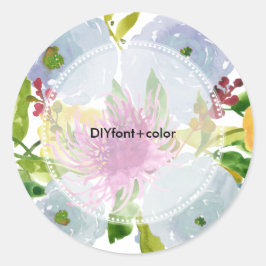 PixDezine waterverf bloemenblauw ranunculus Ronde Sticker