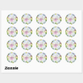 PixDezine waterverf bloemenblauw ranunculus Ronde Sticker (Vel)
