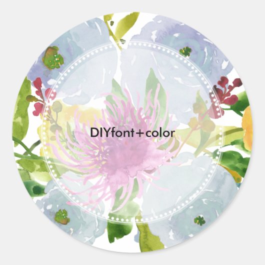 PixDezine waterverf bloemenblauw ranunculus Ronde Sticker (Voorkant)