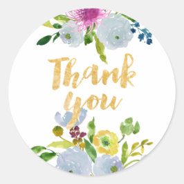 PixDezine waterverf bloemenblauw ranunculus Ronde Sticker