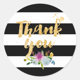 PixDezine waterverf bloemenstrepen Ronde Sticker