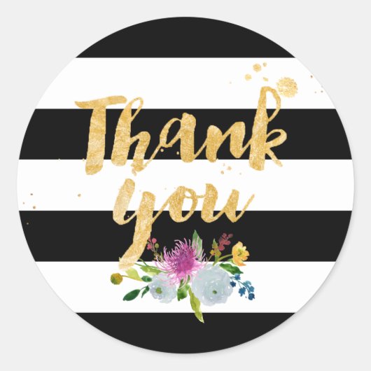 PixDezine waterverf bloemenstrepen Ronde Sticker (Voorkant)