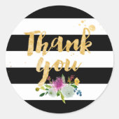 PixDezine waterverf bloemenstrepen Ronde Sticker (Voorkant)